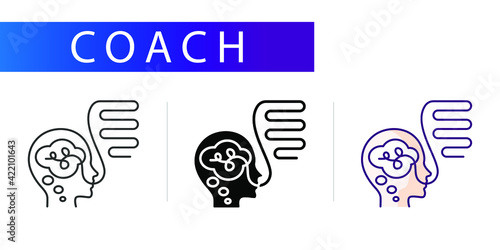 Confused thoughts in a head icon set