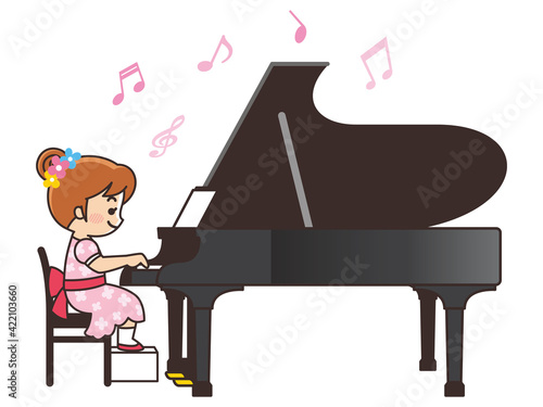 ピアノ発表会で演奏する少女
