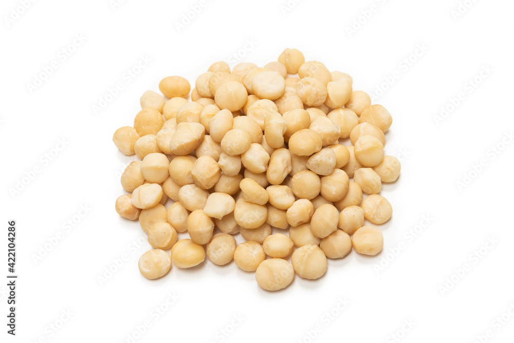 Macadamia nuts isolated on white background. Macadamia nuts isolated on white background.