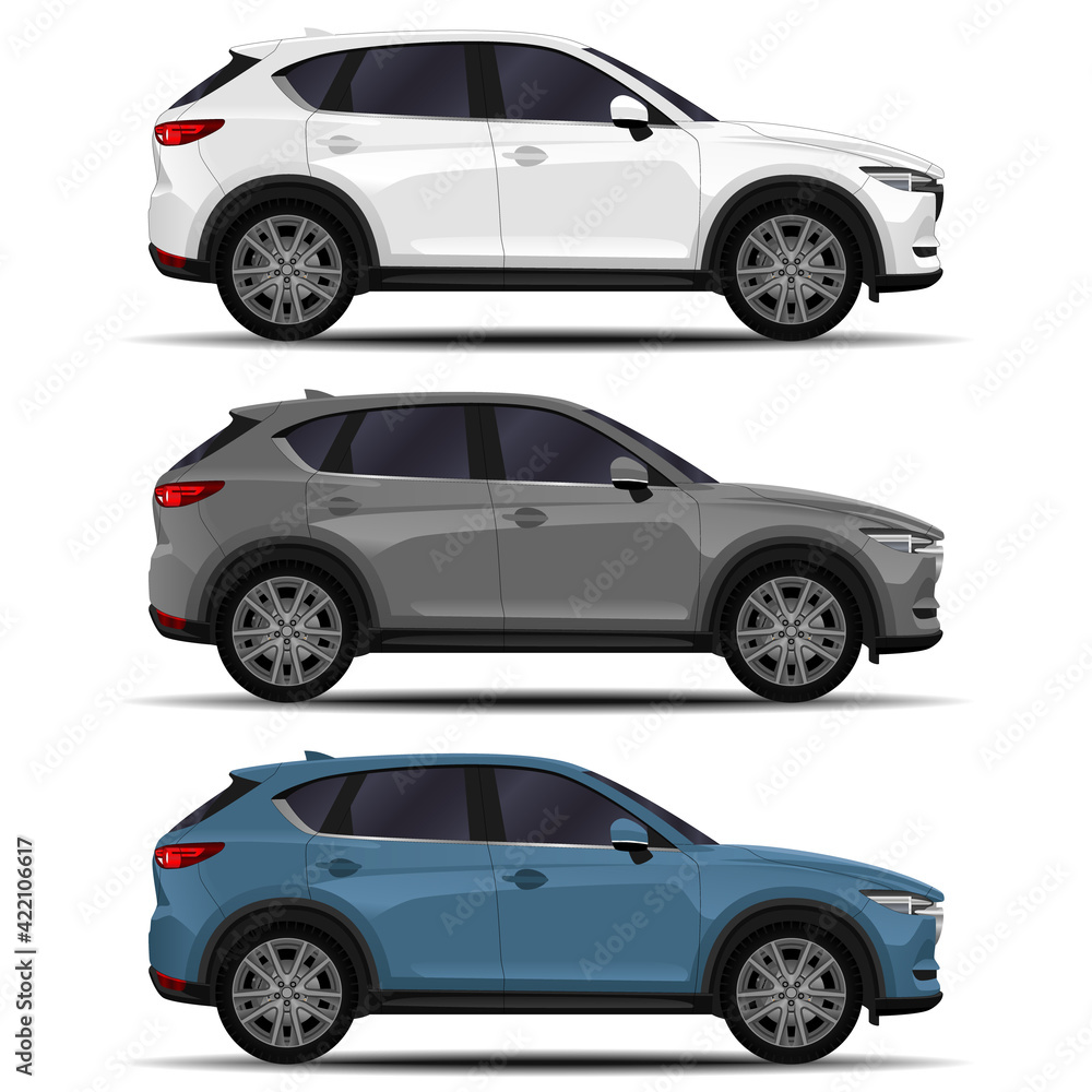 Fototapeta premium Realistic SUV car. Side view.