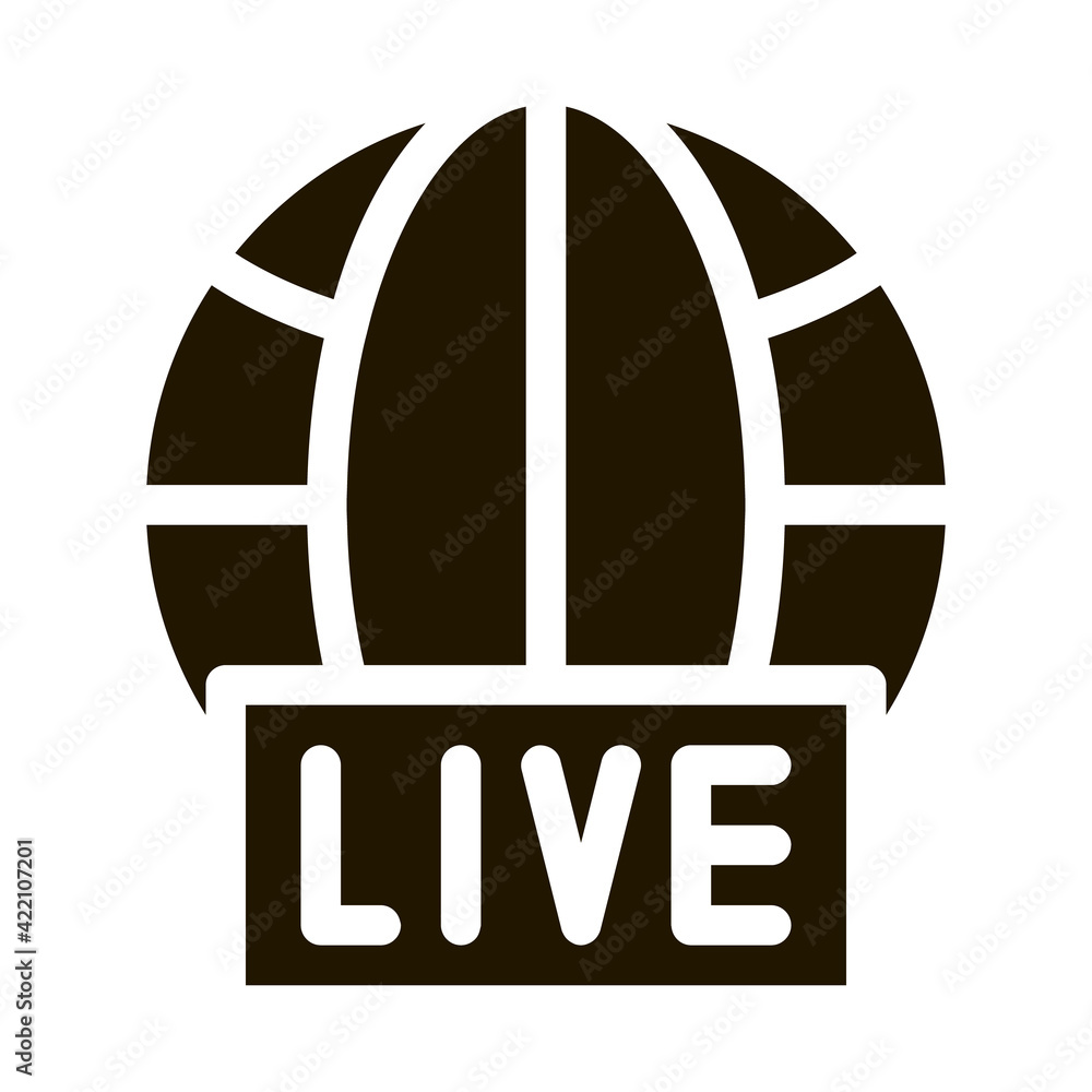 Globe Live News Icon Vector Glyph Illustration Globe Live News Icon Vector Glyph Illustration