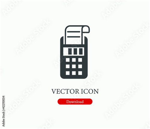 Printing calculator finance tool vector icon.  Editable stroke. Linear style sign for use on web design and mobile apps, logo. Symbol illustration. Pixel vector graphics - Vector
