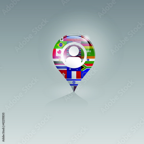 Free Download 3d image of a geo location symbol on a gray background. Job search and vacancies all over the world. Design for banners, posters, web sites, advertising. Vector illustration, isolated object. - GFXLoad