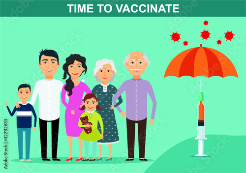 It's time to get coronavirus COVID vaccinated. Modern flat web design concept. Doctor Put Injection to Patients. coronavirus vaccine information