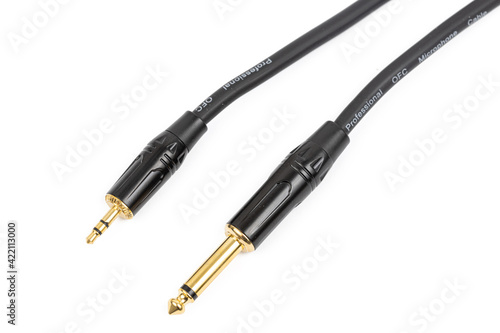 Guitar Audio cable isolated above white background