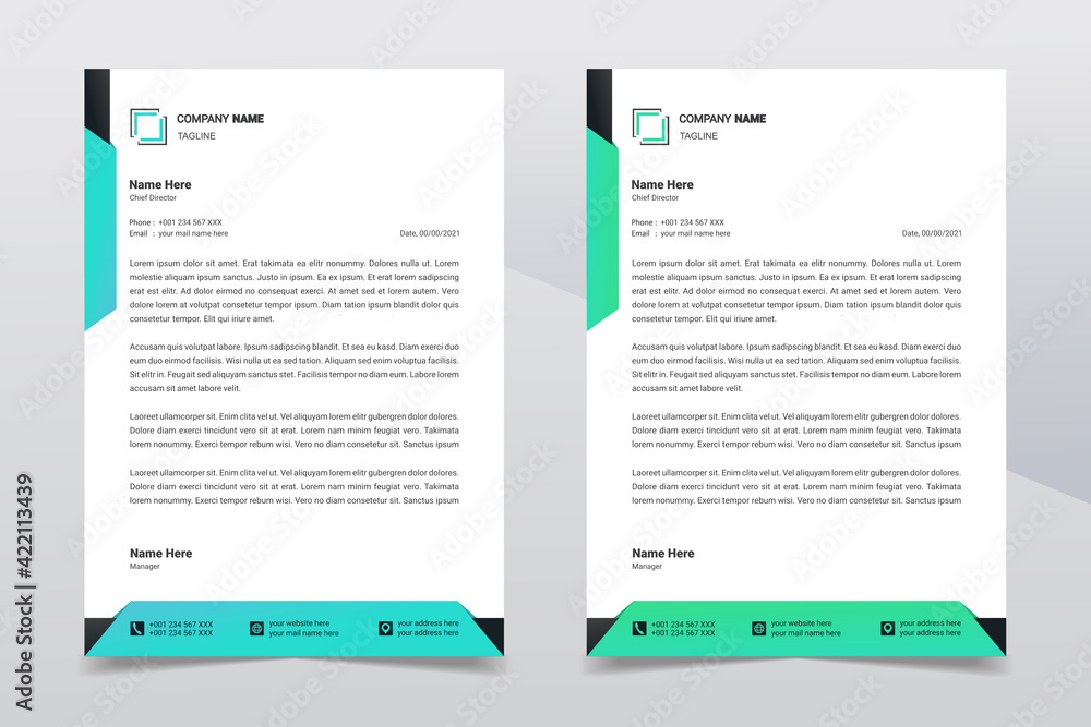 Letterhead design template. Creative and clean modern business A4 letterhead template design in minimalist style. Illustration vector Letterhead design template. Creative and clean modern business A4 letterhead template design in minimalist style. Illustration vector