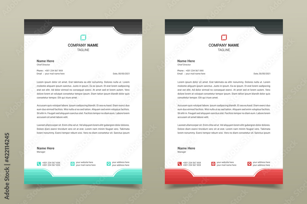 Letterhead design template. Creative, simple and clean modern business letterhead template design. Illustration vector	
