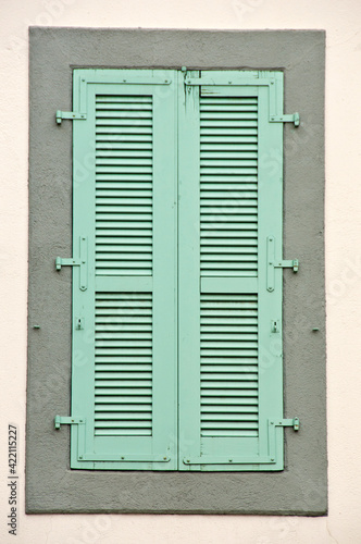 Shutters on windows on French house  Haute Savoie  France