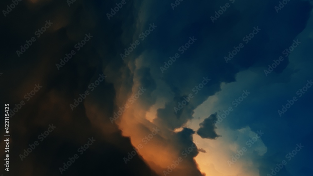 science fiction illustrarion, colorful space background with stars, nebula gas cloud in deep outer space 3d render