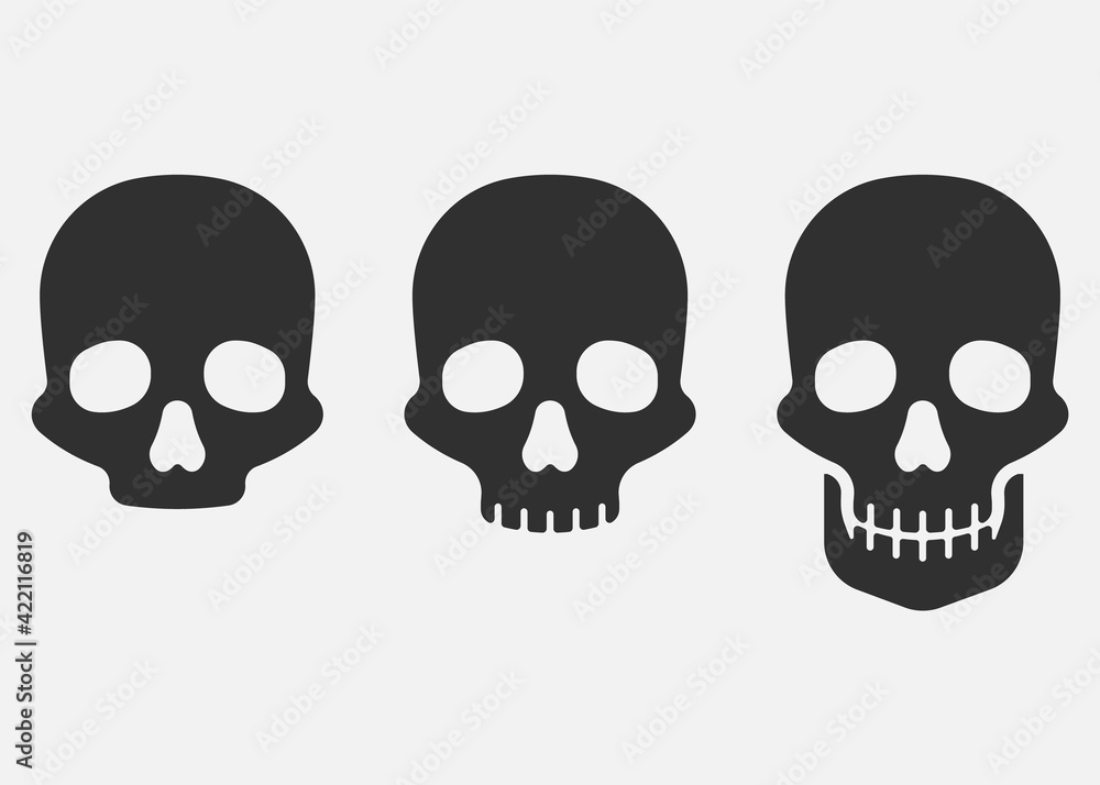 Set of skull icon isolated on white background. Vector illustration. Set of skull icon isolated on white background. Vector illustration.