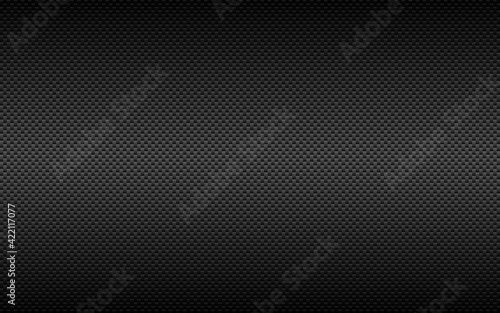 Carbon background. Dark fiber texture. Black geometric metal with shadow. Steel cells design. Realistic composite material. Modern technology backdrop. Vector illustration