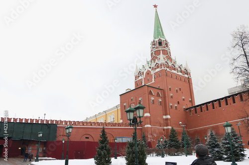 Moscow, Russia February 2020, Red Square, pavers, tourists