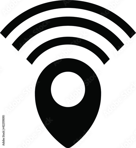 Geolocation icon. Fashionable geolocation silhouette logo concept on a white background. The symbol of the point of connection to Wi Fi.