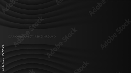 Bent Smooth Lines 3D Vector Blurred Effect Dark Gray Futuristic Technology Abstract Background. Rendered Wall. Minimalistic Black Empty Space Abstract Wallpaper