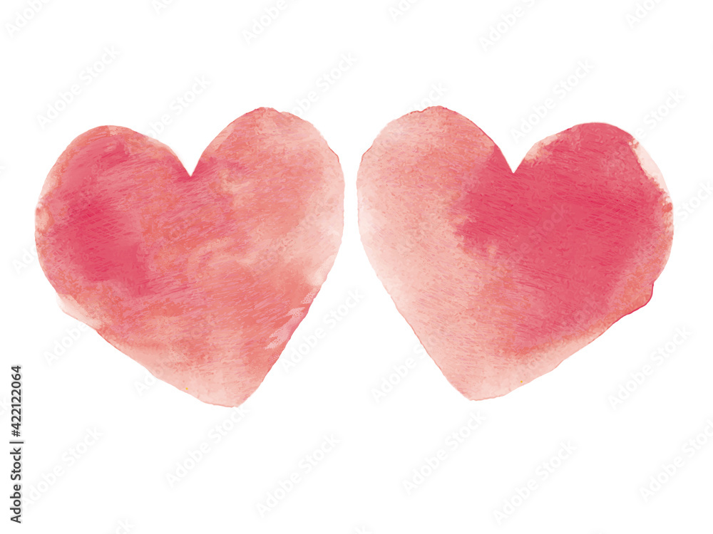 water color 水彩 ハート ピンク 手描き 複数 パーツ デザイン ベクター イラスト heart illustration pink