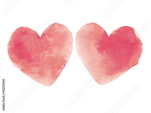 water color 水彩 ハート ピンク 手描き 複数 パーツ デザイン ベクター イラスト heart illustration pink
