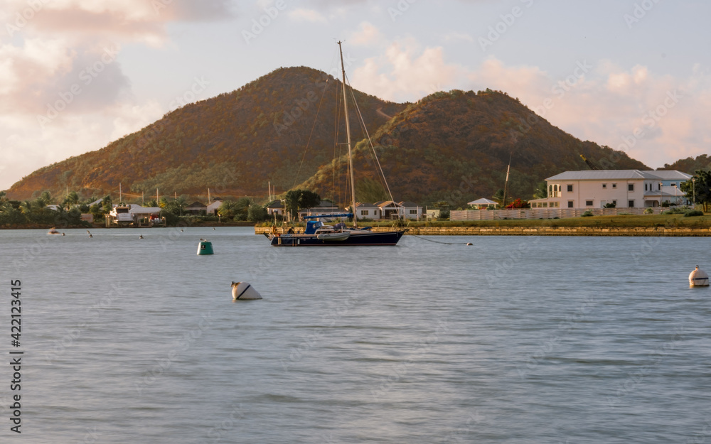 View of yachts in Jolly Habour, Antigua and Barbuda, WI