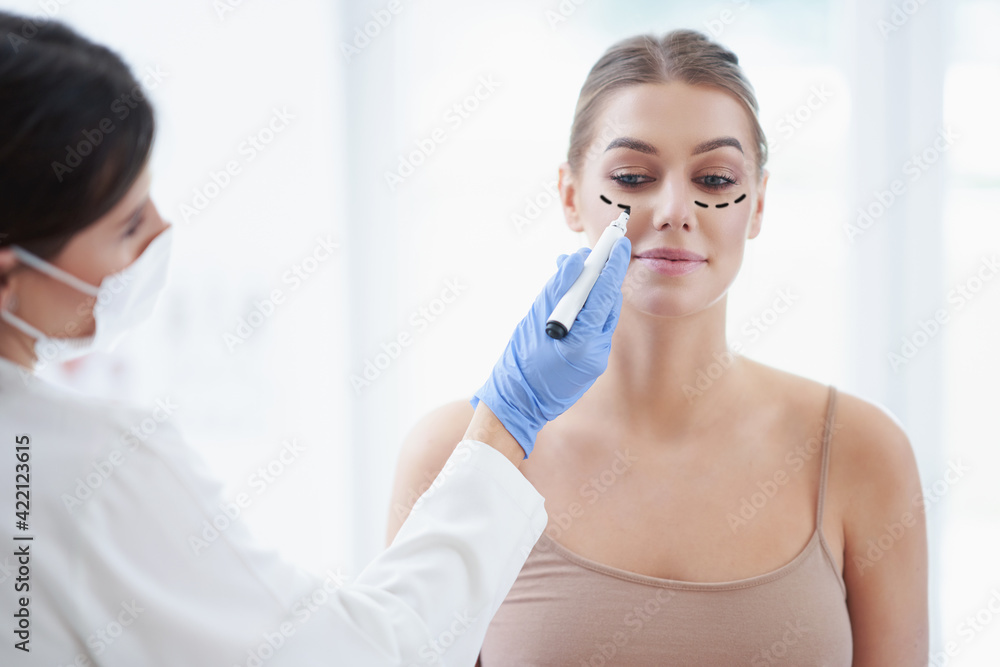 Plastic surgeon consulting a female patient Plastic surgeon consulting a female patient