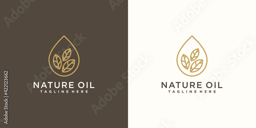Nature oil logo design template with creative concept