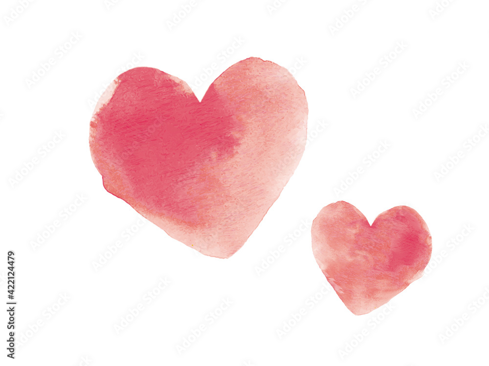 water color 水彩 ハート ピンク 手描き ベクター イラスト 複数 パーツ heart illustration pink 母の日 happy mather's day