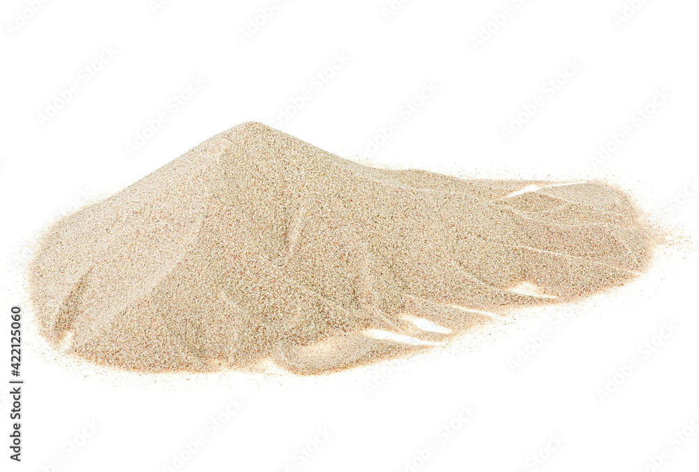 Fototapeta premium Pile desert sand dune isolated on a white background. Pile of dry beach sand.