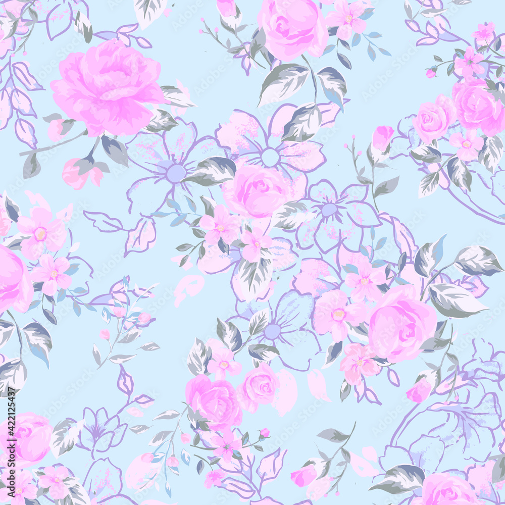 Elegant floral pattern in small colorful flowers. Liberty style. Floral seamless background for fashion prints. Ditsy print. Seamless vector texture. Spring bouquet.
