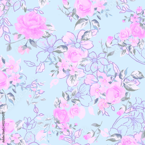 Elegant floral pattern in small colorful flowers. Liberty style. Floral seamless background for fashion prints. Ditsy print. Seamless vector texture. Spring bouquet. © ESN design
