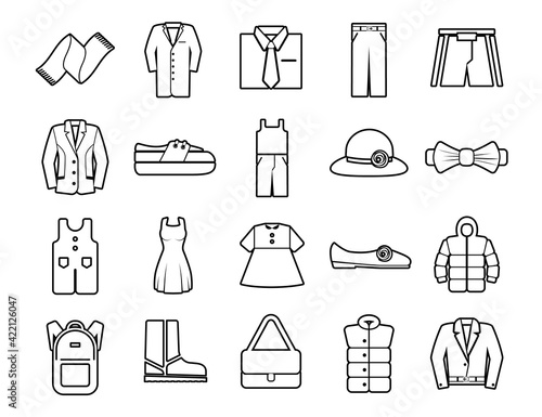 Clothes Set vector line icons with open path elements for mobile concepts and web apps. Collection modern infographic logo and pictogram.