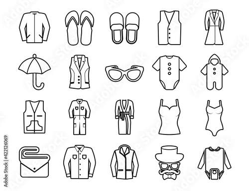 Clothes Set vector line icons with open path elements for mobile concepts and web apps. Collection modern infographic logo and pictogram.