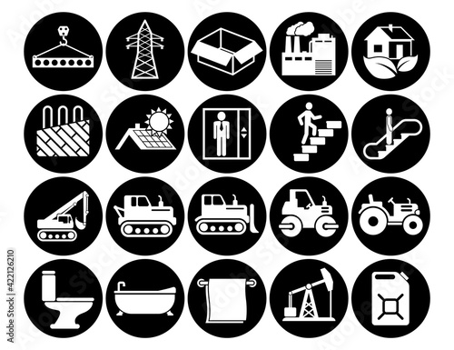 construction Set vector line icons with open path elements for mobile concepts and web apps. Collection modern infographic logo and pictogram.