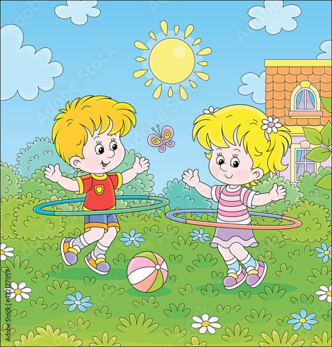 Cheerful cute little kids i...