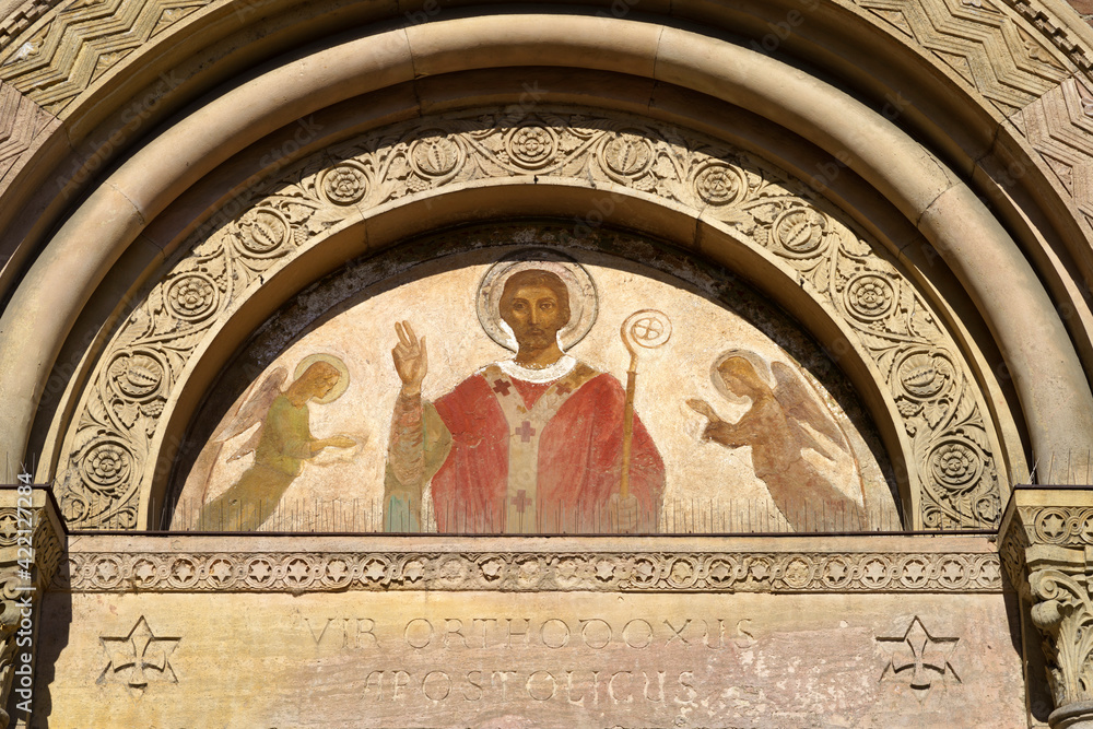 Sant Eustorgio, Paleochristian church in Milan, Italy. Facade
