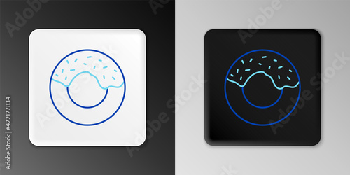Line Donut with sweet glaze icon isolated on grey background. Colorful outline concept. Vector