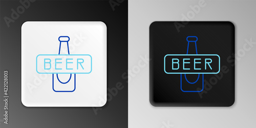 Line Beer bottle icon isolated on grey background. Colorful outline concept. Vector