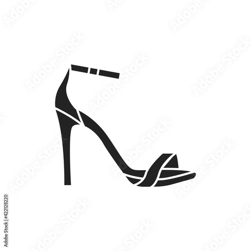 Summer sandals black glyph icon. Pictogram for web page, mobile app, promo.