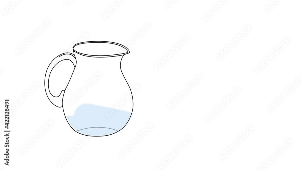 Self drawing animation of glass jug, pitcher with water. Luma matte, alpha channel. Self drawing animation of glass jug, pitcher with water. Luma matte, alpha channel.