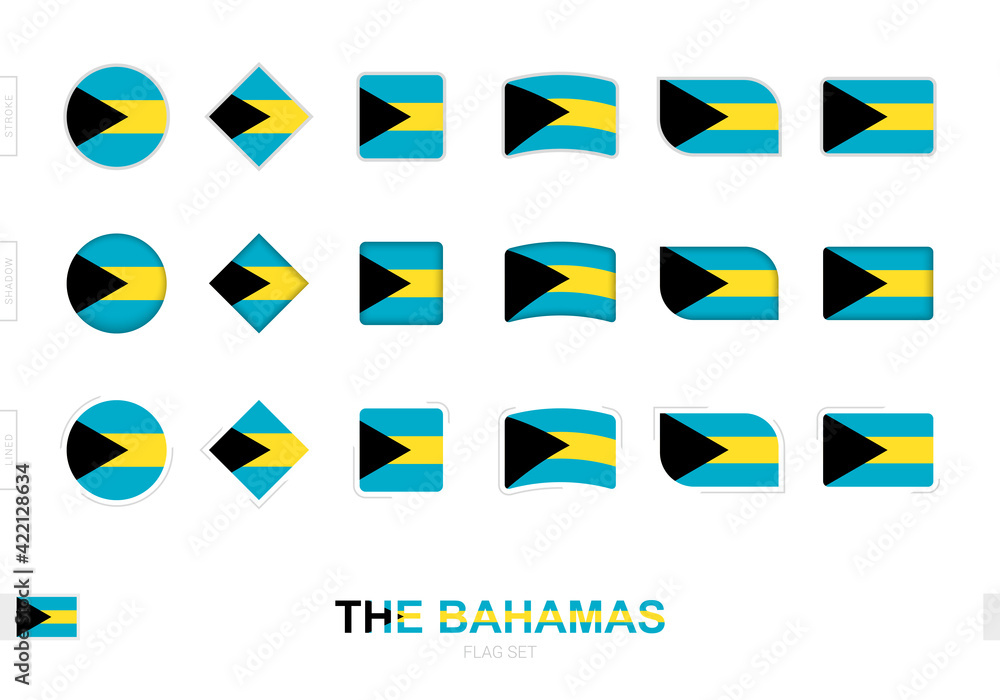 The Bahamas flag set, simple flags of The Bahamas with three different ...