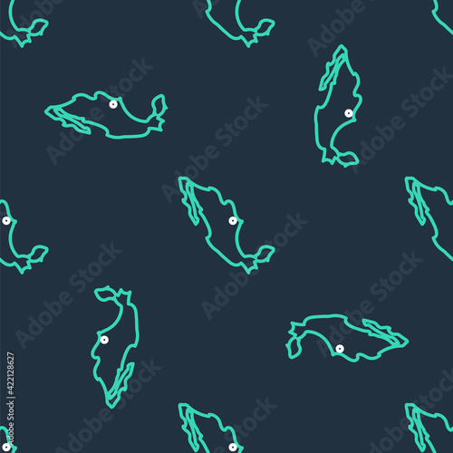 Line Map of mexican icon isolated seamless pattern on black background. Vector