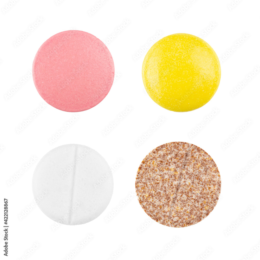 Many colorful pills and tablets isolated on white. Pharmacy drugstore products. Pharmaceutics. Many colorful pills and tablets isolated on white. Pharmacy drugstore products. Pharmaceutics.