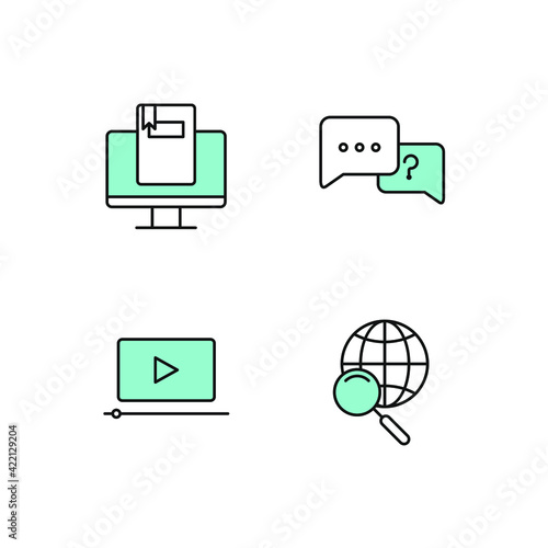 e-learning set icon, isolated e-learning set sign icon, vector illustration