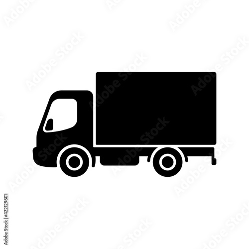 Truck icon. Black silhouette. Side view. Vector simple flat graphic illustration. The isolated object on a white background. Isolate.