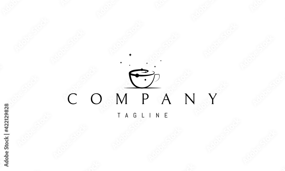 Fototapeta premium Vector logo on which an abstract image of a cup in the form of a galaxy.