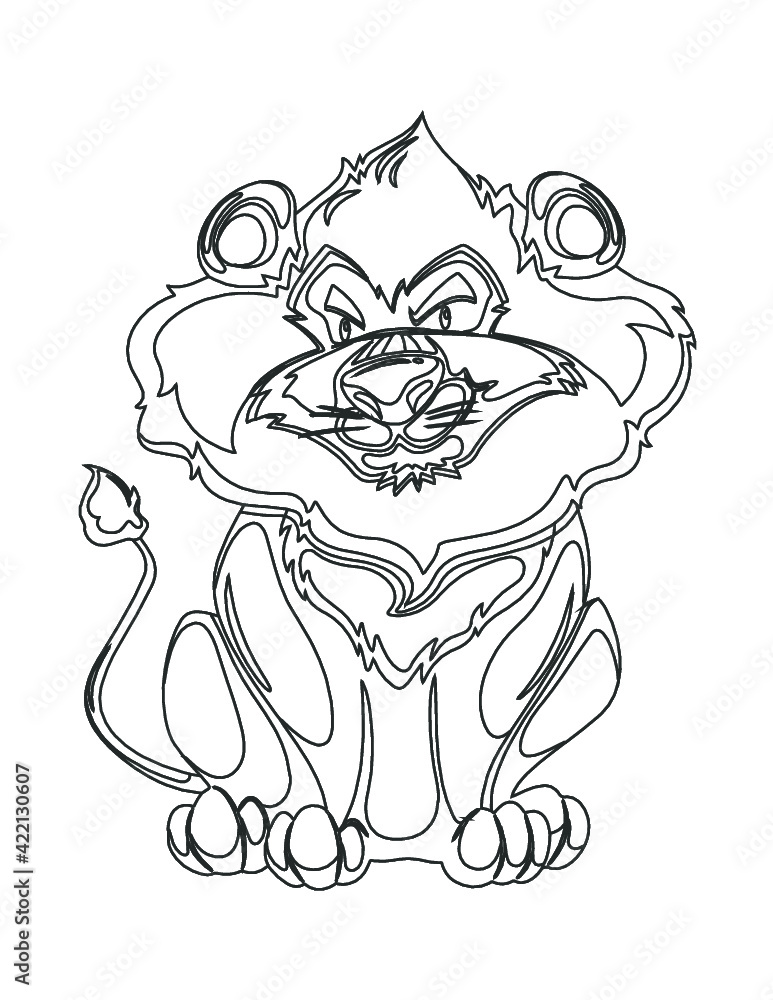 Happy cartoon lion within Illustration, you can add color by your choice and also for made a coloring guide for kids Happy cartoon lion within Illustration, you can add color by your choice and also for made a coloring guide for kids