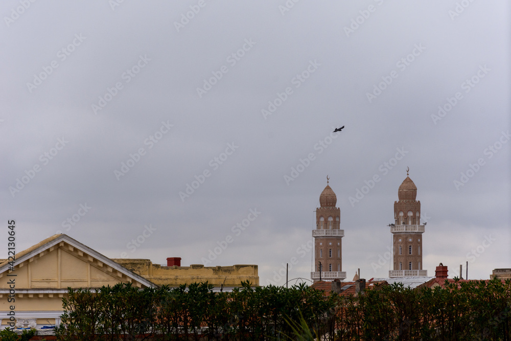 Rooftop view of mosque minarets in Setif city Rooftop view of mosque minarets in Setif city
