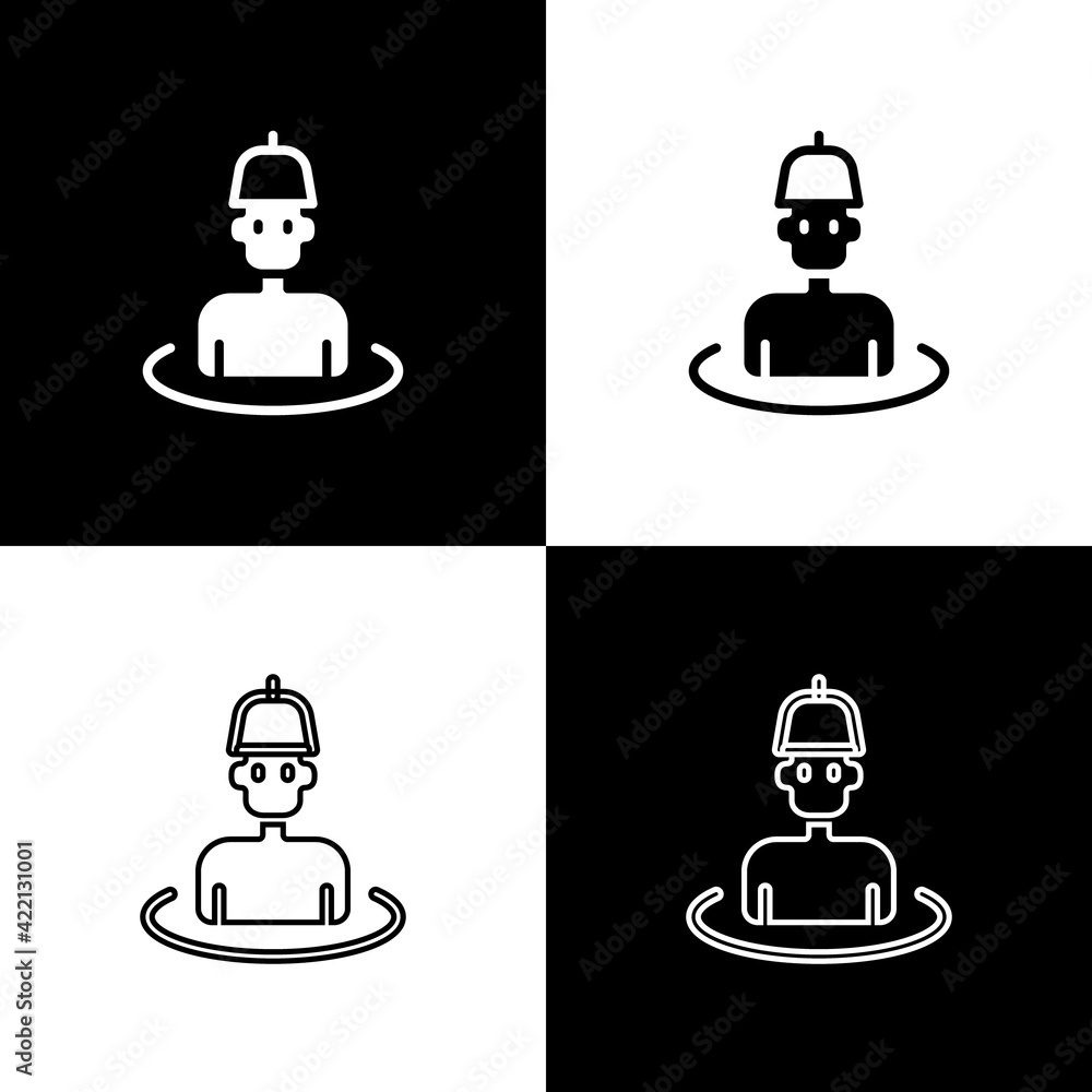 Set Man in the sauna icon isolated on black and white background. Vector Set Man in the sauna icon isolated on black and white background. Vector