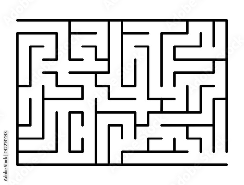 Abstract maze. Find right way. Isolated simple square maze black line on white background. Vector illustration.