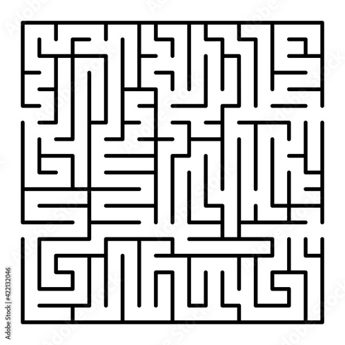 Abstract maze. Find right way. Isolated simple square maze black line on white background. Vector illustration. © Діана Карч