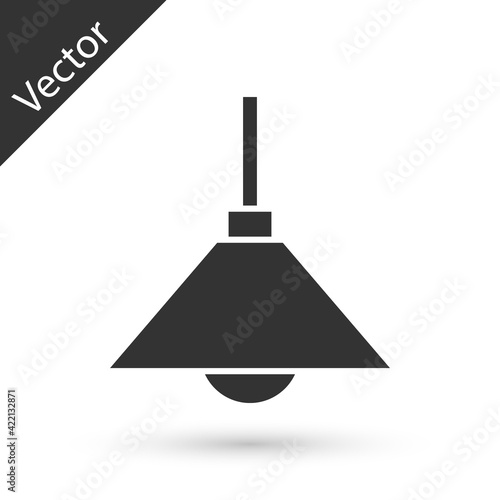Grey Lamp hanging icon isolated on white background. Ceiling lamp light bulb. Vector
