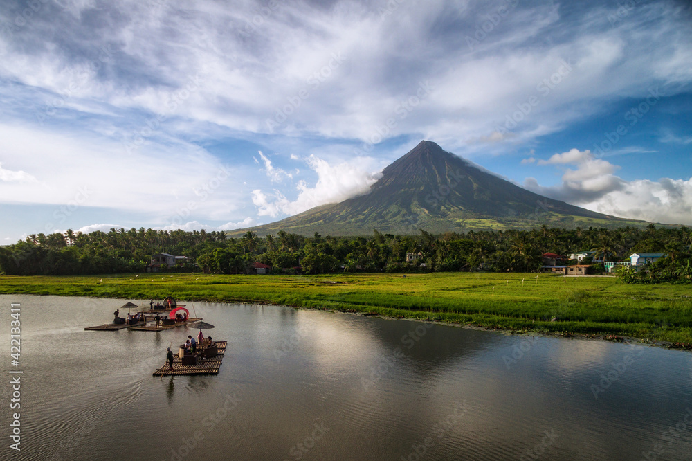 Aerial view of Mount Mayon Volcano and Sumlang Lake near Legazpi City in Albay, Philippines. Aerial view of Mount Mayon Volcano and Sumlang Lake near Legazpi City in Albay, Philippines.