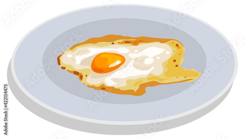 Fried Egg On Plate stock illustration